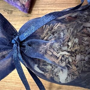 Blue Organza Sachet with Dried Botanicals